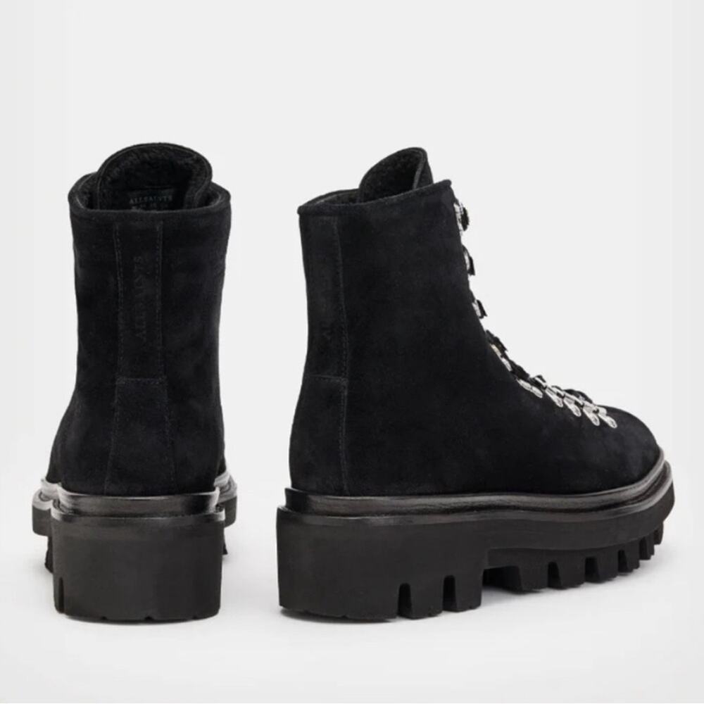 New ALL SAINTS WANDA SUEDE combat boots black color US 9 EU 39 - Picture 2 of 16
